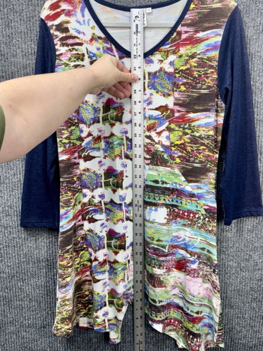Parsley & Sage Tunic Top Womens Small V-Neck 3/4 Sleeve Abstract Asymmetrical - Picture 5 of 7